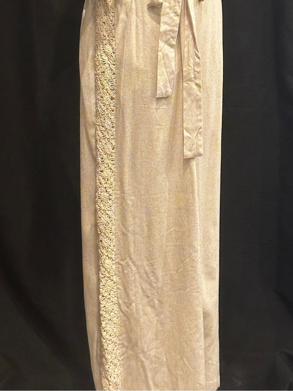 Women's High-Rise Tie-Waist Wide Leg Pants - Cream - Picture 2 of 9